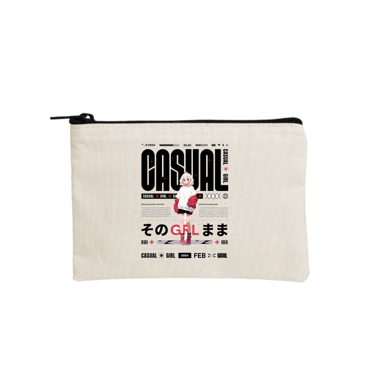 RANDOM ANIME GIRL wallet pencil case Beige 21