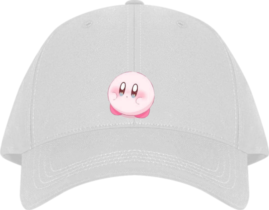 Cute Anime Kirby Baseball Cap, Kawaii Pink Character White Dad Hat, Adjustable Y2K Streetwear Sun Cap for Women and Men 14