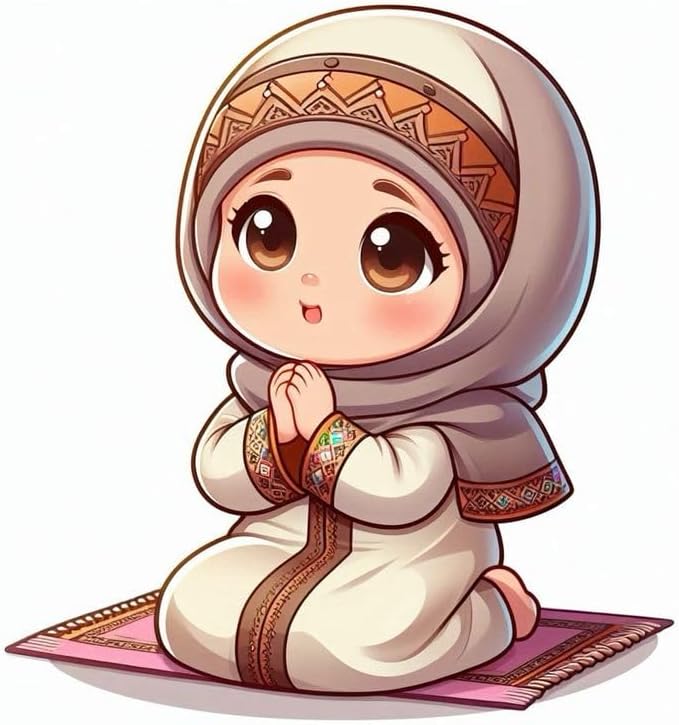 Sticker A little girl wearing an abaya and hijab decorated with beautiful geometric patterns 82 (Copy)
