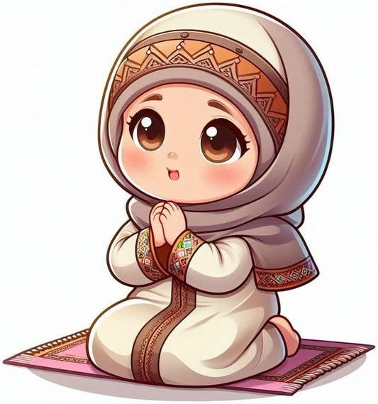 Sticker A little girl wearing an abaya and hijab decorated with beautiful geometric patterns 82 (Copy)