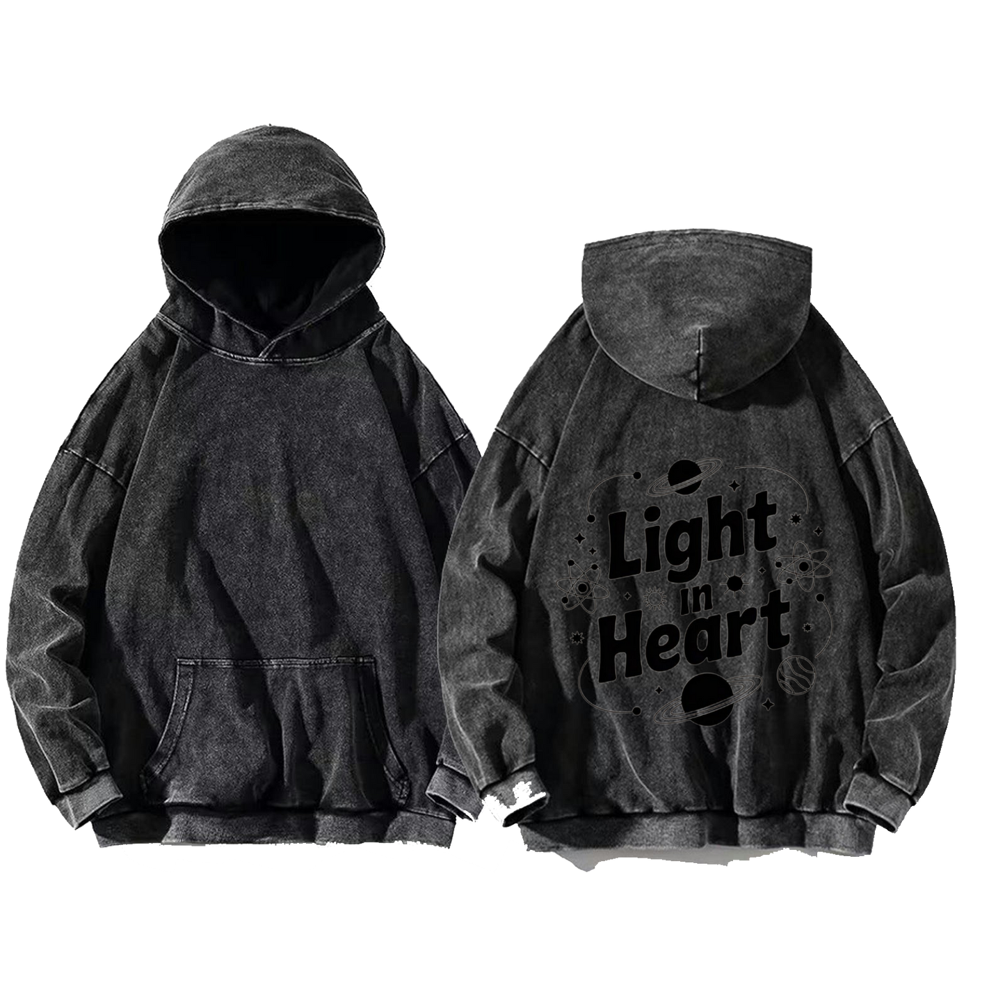 Light in Heart One Size hoodie Washed Back 14