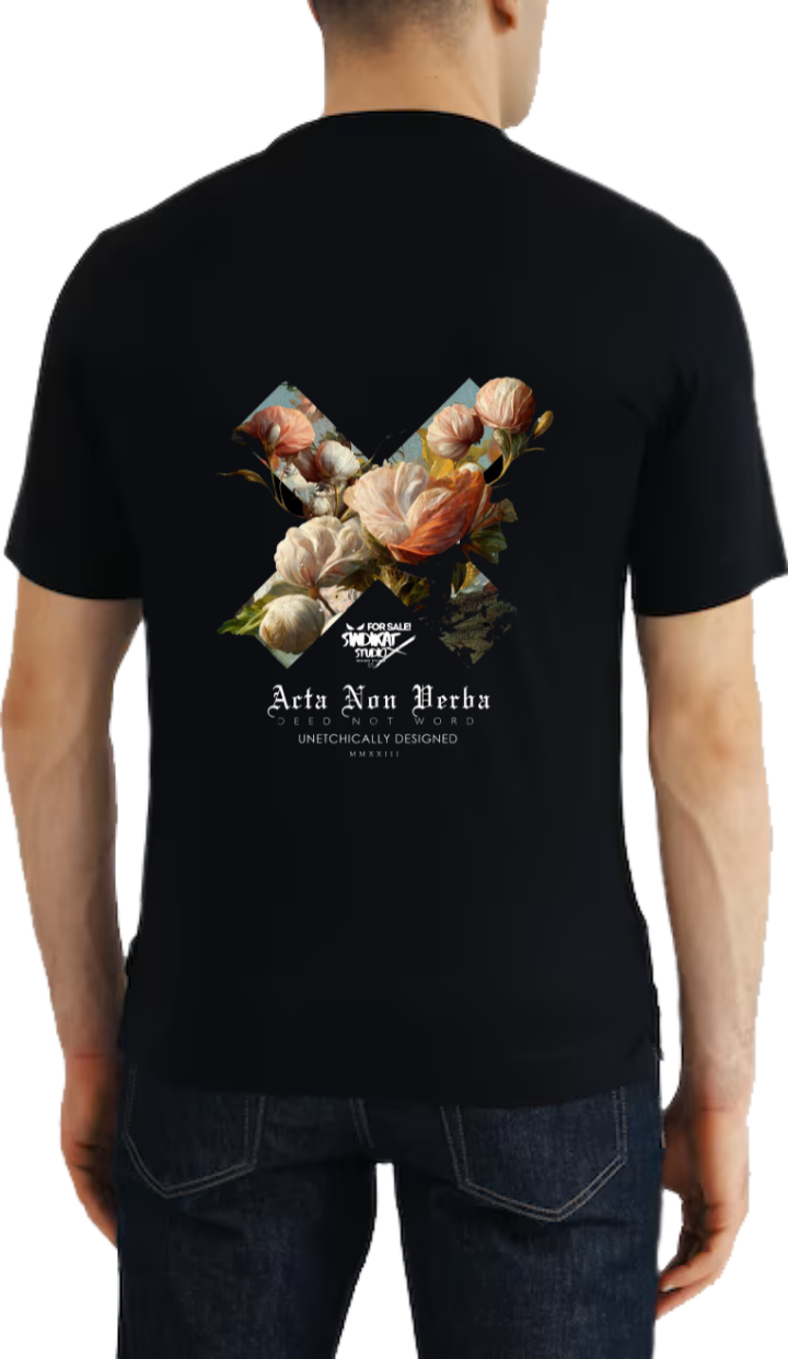 Acta Non Verba t- shirt Over Size Black Back 90