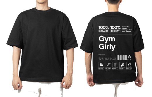 Gym Girly One Size t- shirt Black Back 12