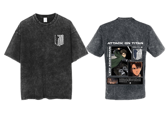 Anime Attack on titan shingeki no kyojin eren levi mikasa Aot Oversize t- shirt Washd acid back 14