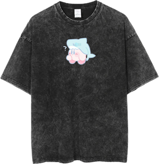 Vintage Washed Kirby Anime Graphic T-Shirt, Kawaii Y2K Aesthetic Grunge Tee, Casual Oversized Short Sleeve Top 14