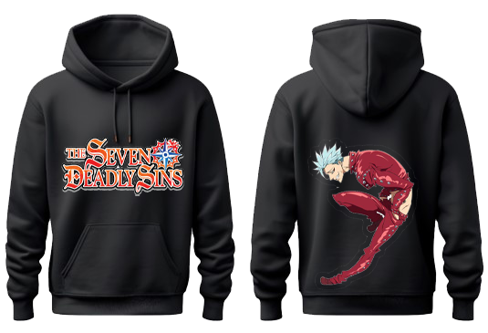 Anime Nanatsu no taizai seven deadly sins Oversize Hoodie Black Back 14