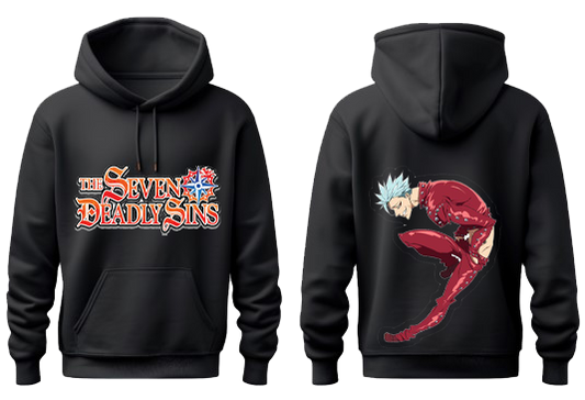 Anime Nanatsu no taizai seven deadly sins Oversize Hoodie Black Back 14