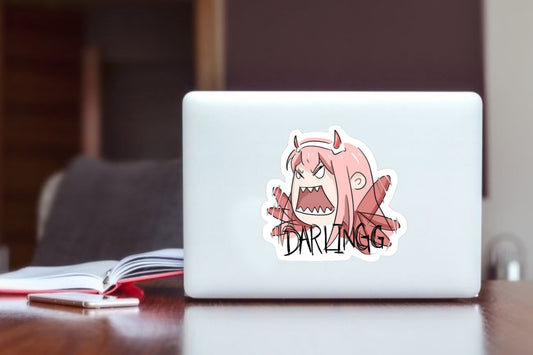 "Darling in the Franxx Zero Two Anime Sticker, Waterproof Vinyl Quote Decal for Laptop, Water Bottle, Hydro Flask, Skateboard, Luggage, Kawaii Sci-Fi Anime Merchandise Gifts