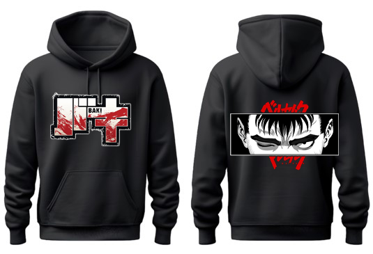 Anime baki oversize hoodie Black Back 23