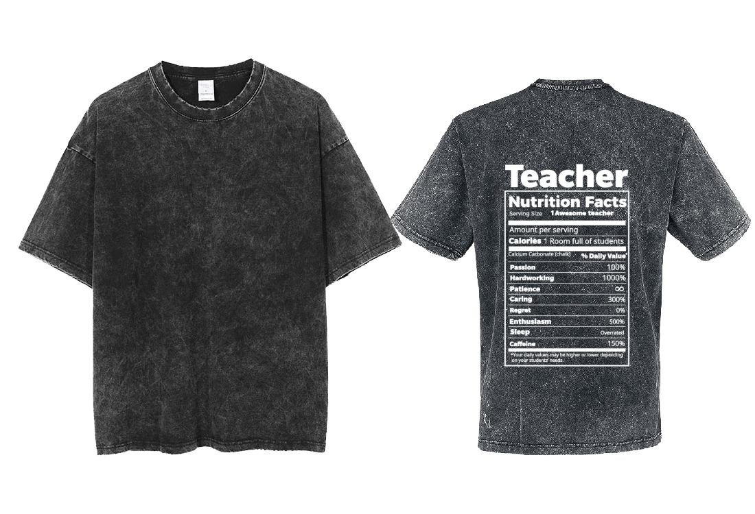 Teacher Back text One Size t- shirt Washed Back 14
