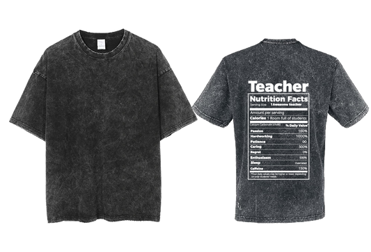 Teacher Back text One Size t- shirt Washed Back 14