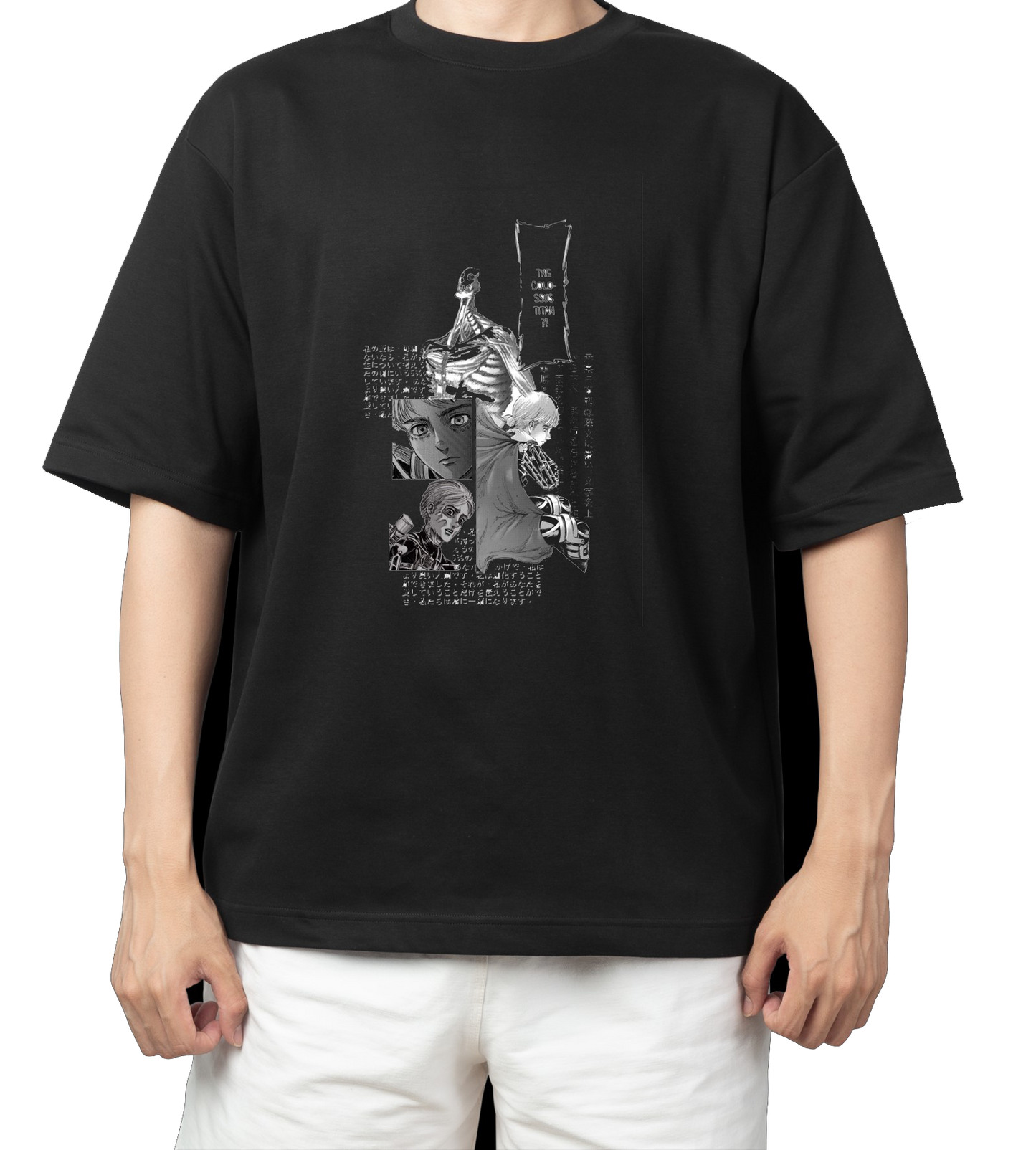 Anime Attack on titan shingeki no kyojin eren levi mikasa  Aot black  Oversize  t- shirt 14