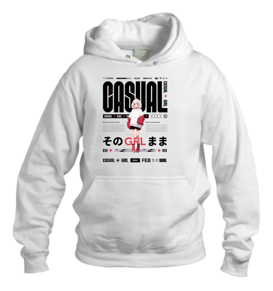 RANDOM ANIME GIRL Oversize  Hoodie White 14