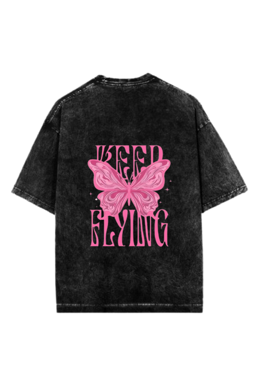 butterflies One Size t- shirt Washed Back 14