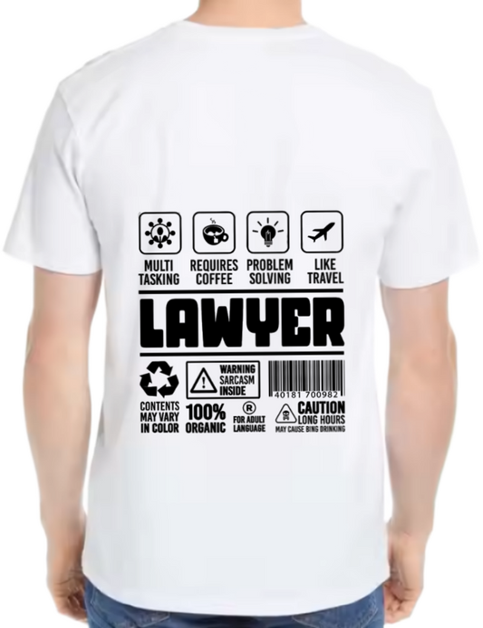 Lawyer Back text One Size t- shirt White Back 14