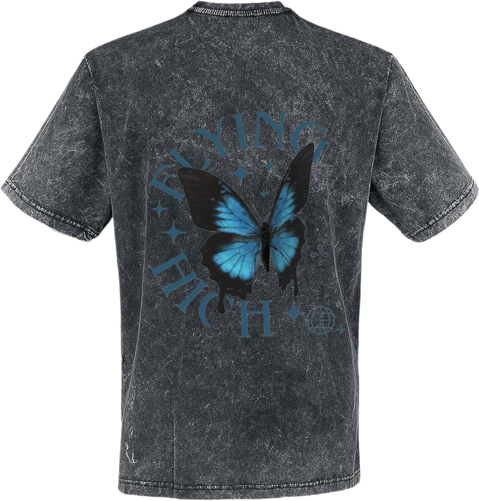 FLYING HIGH t- shirt Over Size Washed Back 54