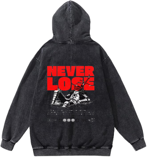 NEVER LOSE. Over Size hoodie Washed Back 109