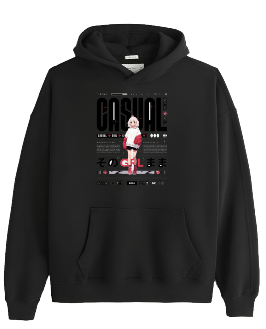 RANDOM ANIME GIRL Oversize  Hoodie Black 14