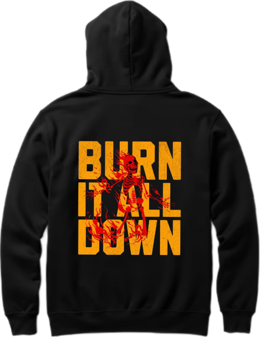 Burn It All Down Over Size hoodie Black Back 95