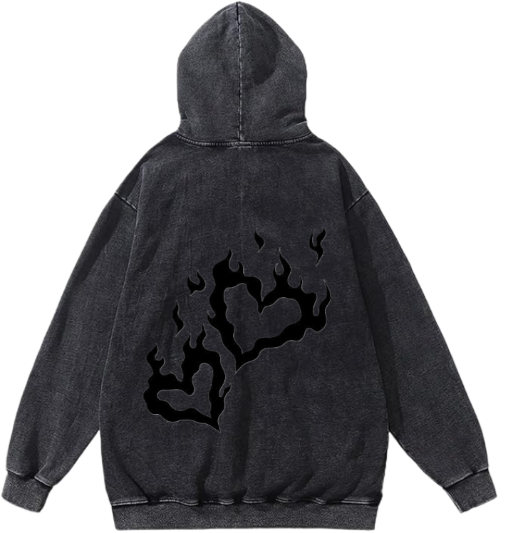 Goth Oversize  Hoodie Washed gray Back 14