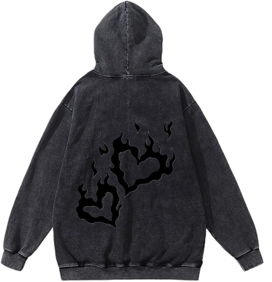 Goth Oversize  Hoodie Washed gray Back 14