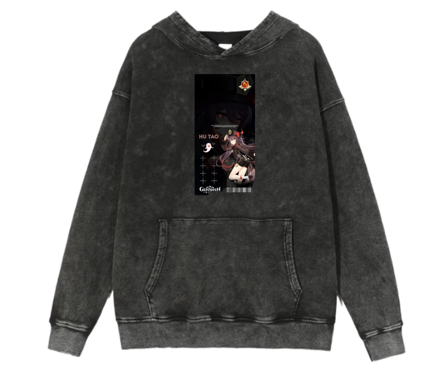 Genshin Impact Hu Tao Over Size hoodie Washed 14