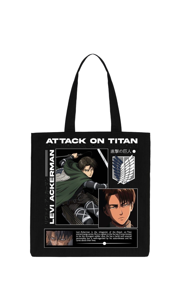 Anime Attack on titan shingeki no kyojin Aot Black tote bag 15