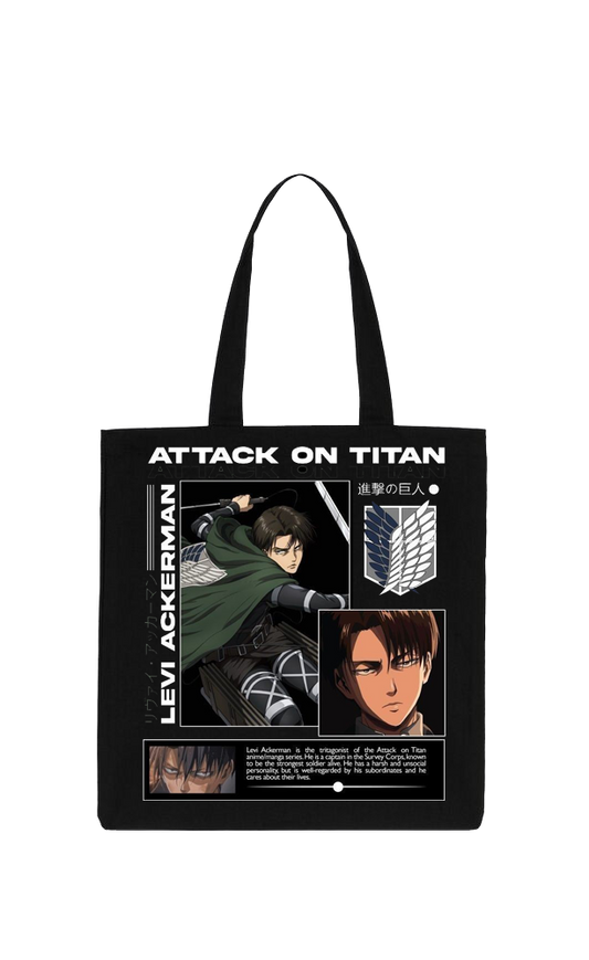 Anime Attack on titan shingeki no kyojin Aot Black tote bag 15