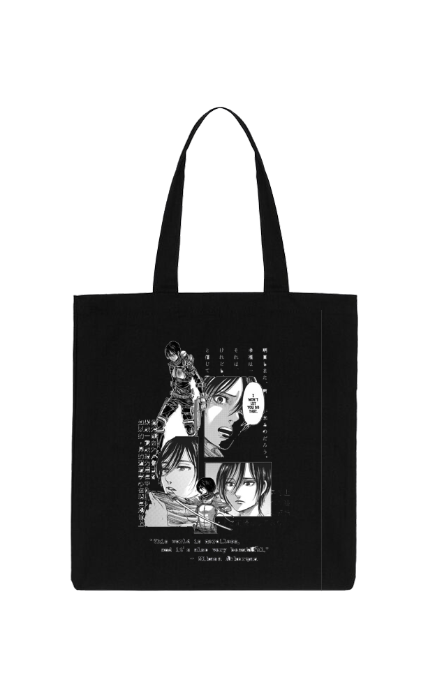 Anime Attack on titan shingeki no kyojin Aot Black tote bag 15
