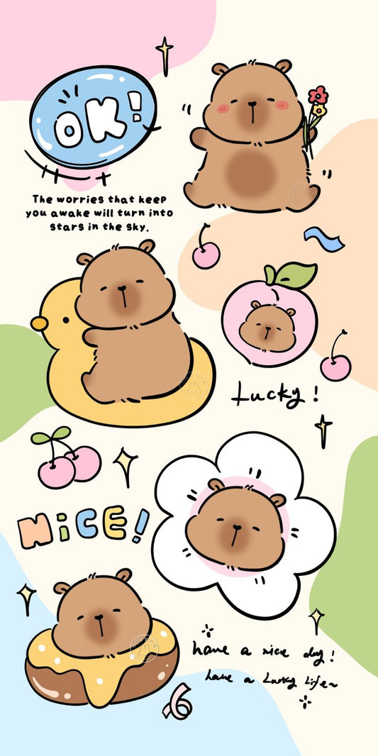 Cute Capybara Stickers Pack - Kawaii Positive Quotes, Animal, and Aesthetic Vinyl Decals for Water Bottles, Laptops, Journals, Scrapbook, and Phone