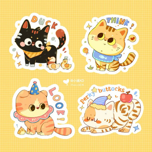 Cute Funny Cat Stickers Pack - Kawaii Kitten, Funny Quotes, and Aesthetic Vinyl Decals for Water Bottles, Laptops, Journals, Scrapbook, and Phone