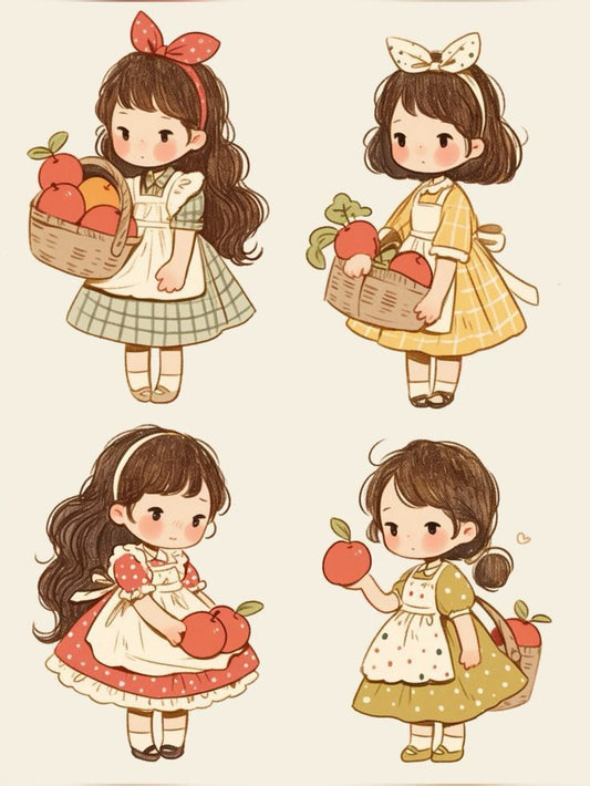 Cottagecore Aesthetic Stickers Pack - Cute Vintage Country Girl, Apple Harvest, and Retro Vinyl Decals for Water Bottles, Laptops, Journals, Scrapbook, and Phone
