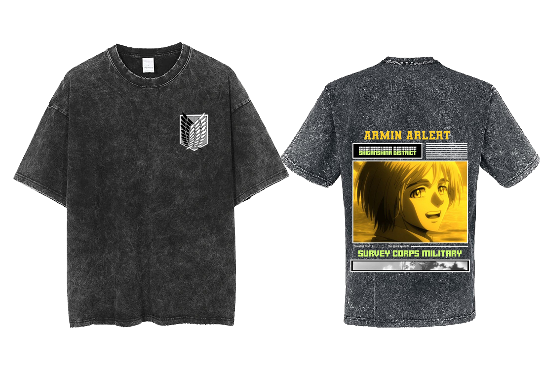 Anime Attack on titan shingeki no kyojin eren levi mikasa Aot Oversize t- shirt Washd acid back 15