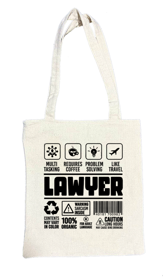 LAWYER Back text tote bag beige 15