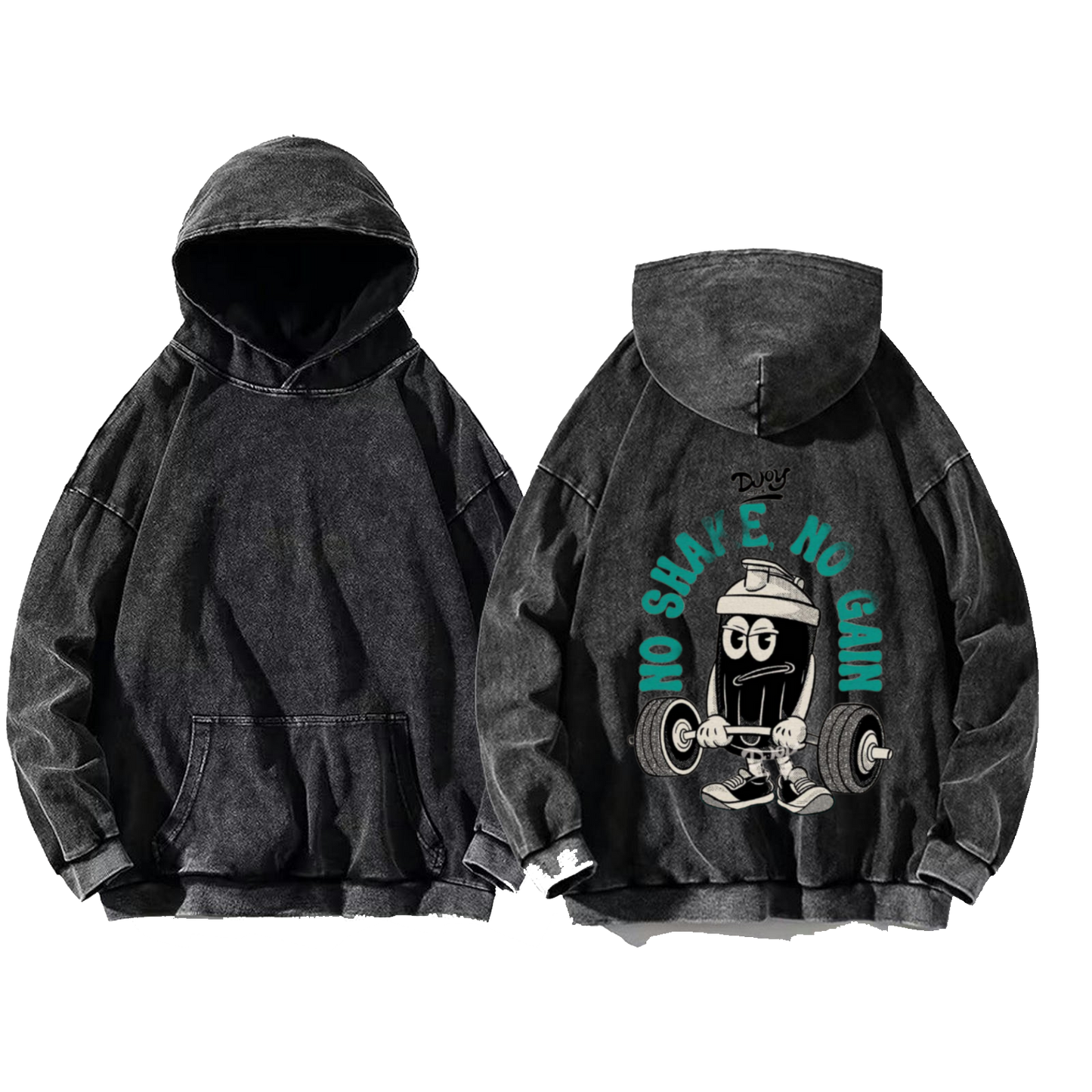 No Shape No Gain One Size hoodie Washed Back 15