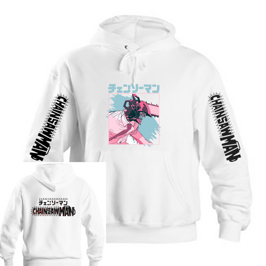 Chainsaw Man One Size hoodie White Back 9