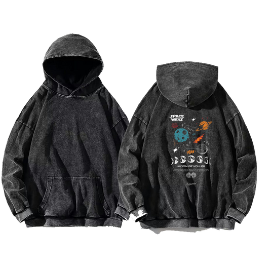 SPACE WAYS Back text oversize hoodie Washed back 15