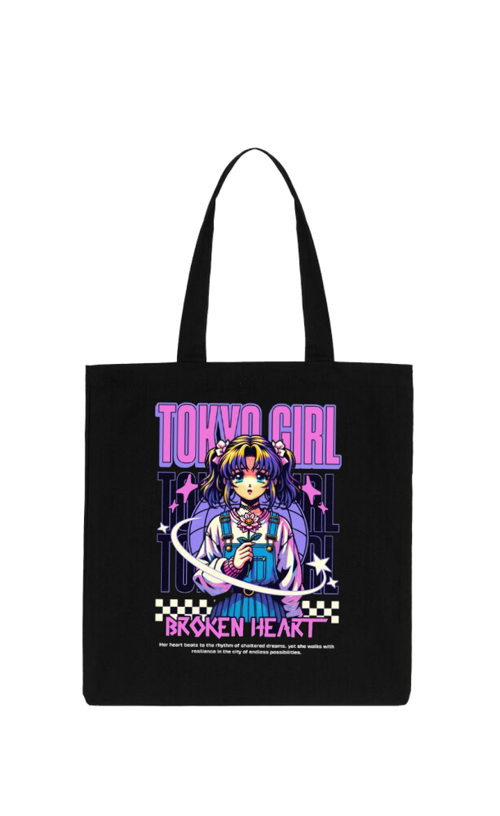 RANDOM ANIME GIRL tote bag Black 15