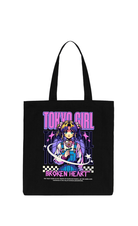 RANDOM ANIME GIRL tote bag Black 15