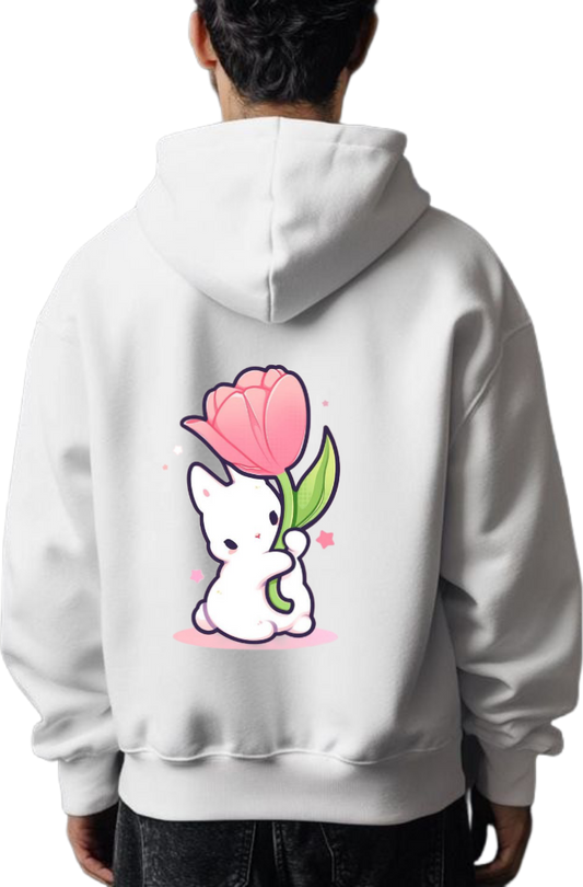 Tulip Bunny One Size hoodie White Back 14
