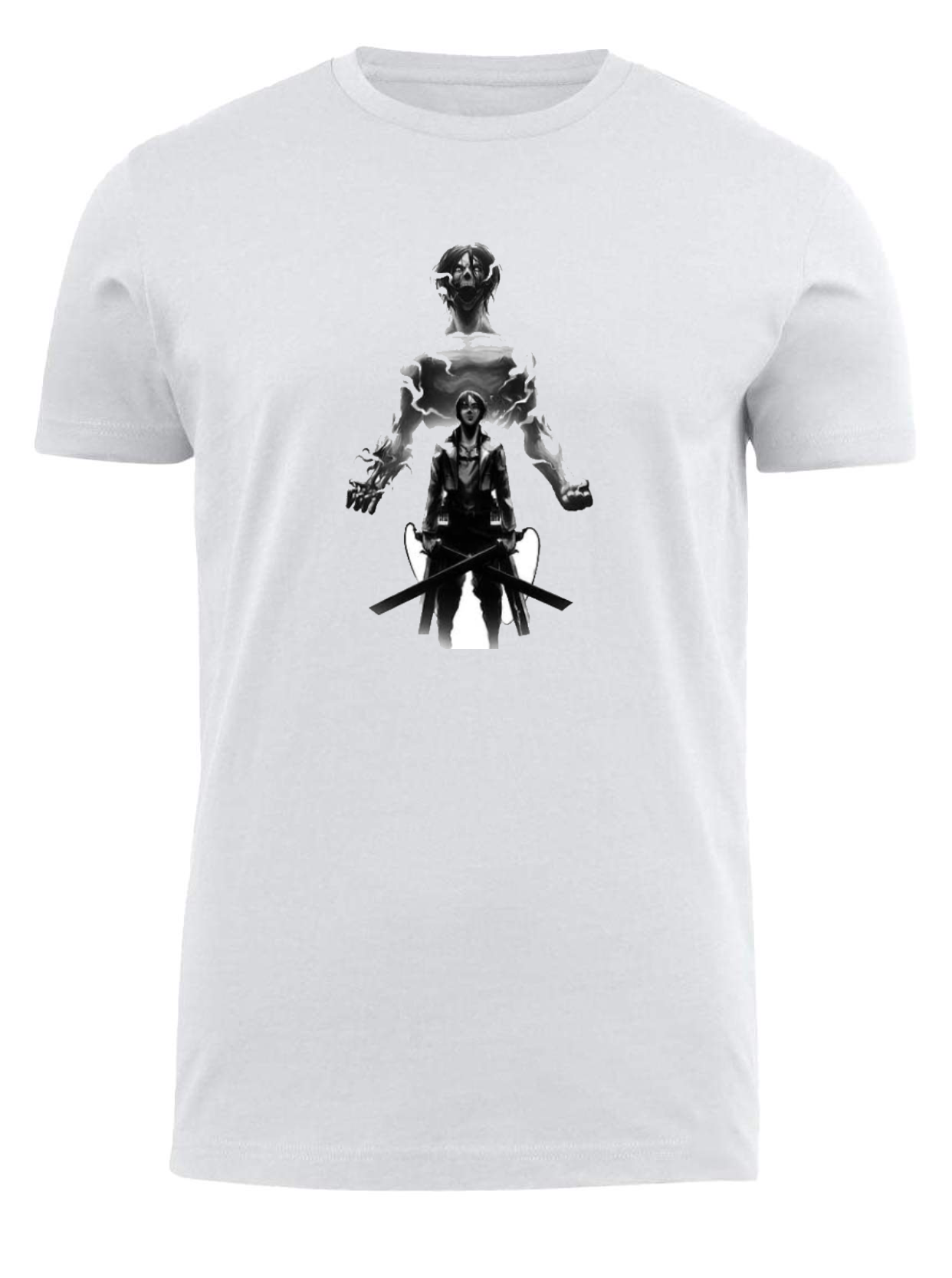 Anime Attack on titan shingeki no kyojin eren levi mikasa  Aot white fit t- shirt 15