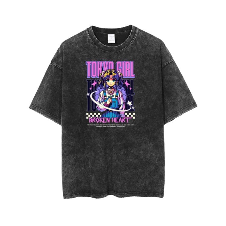 RANDOM ANIME GIRL t- shirt Washed  15