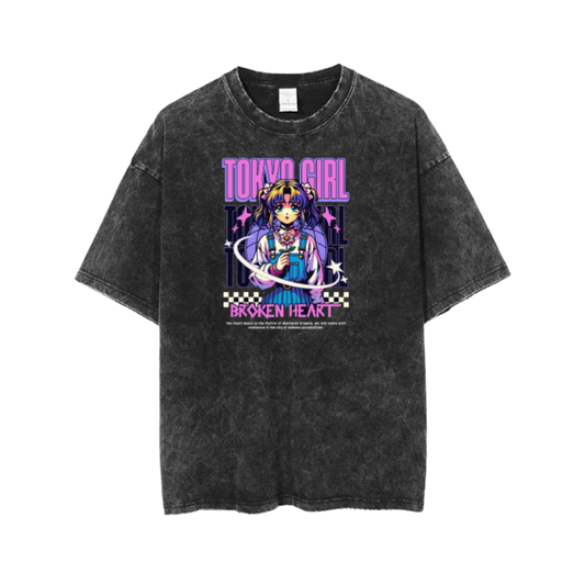 RANDOM ANIME GIRL t- shirt Washed  15