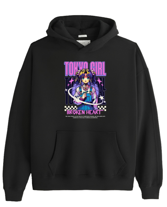 RANDOM ANIME GIRL Oversize  Hoodie Black 15