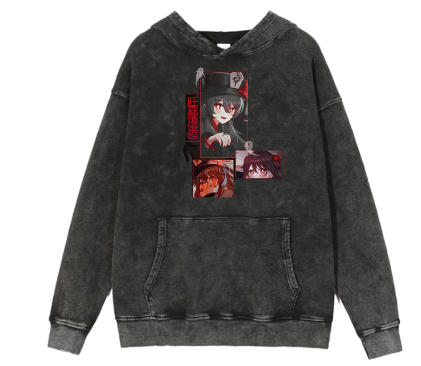 Genshin Impact Hu Tao Over Size hoodie Washed 15