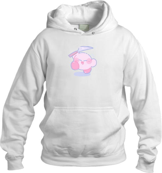 Cute Pink Anime Kirby Character Graphic Hoodie for Women and Men, Kawaii Cartoon White Pullover Sweatshirt 15