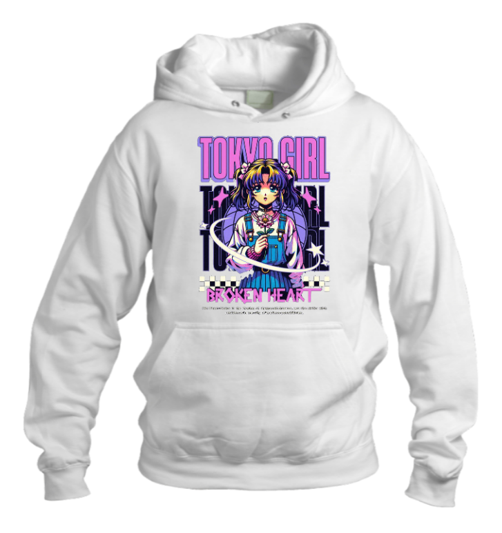 RANDOM ANIME GIRL Oversize  Hoodie White 15