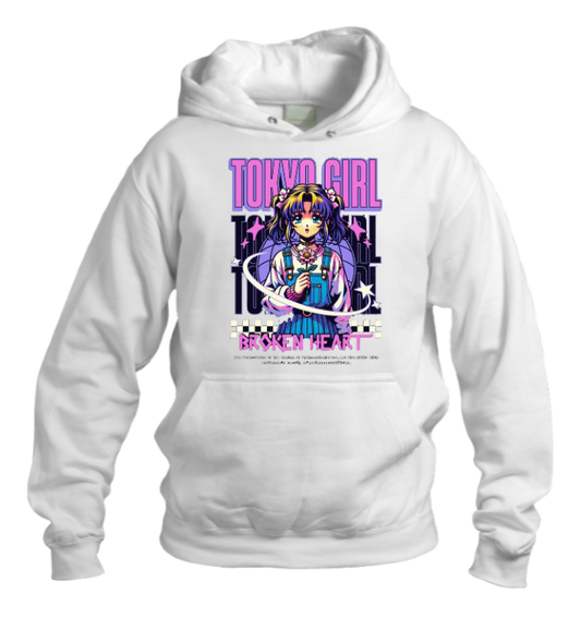 RANDOM ANIME GIRL Oversize  Hoodie White 15