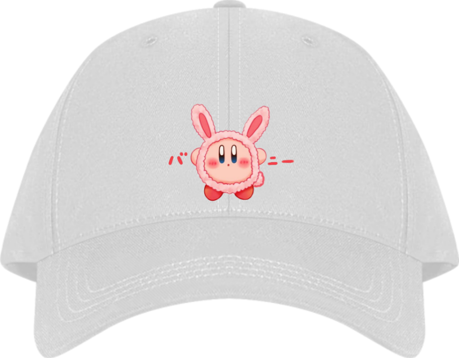 Cute Anime Kirby Baseball Cap, Kawaii Pink Character White Dad Hat, Adjustable Y2K Streetwear Sun Cap for Women and Men 15