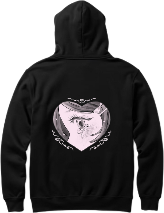 Crying Anime Eye One Size hoodie Black Back 14